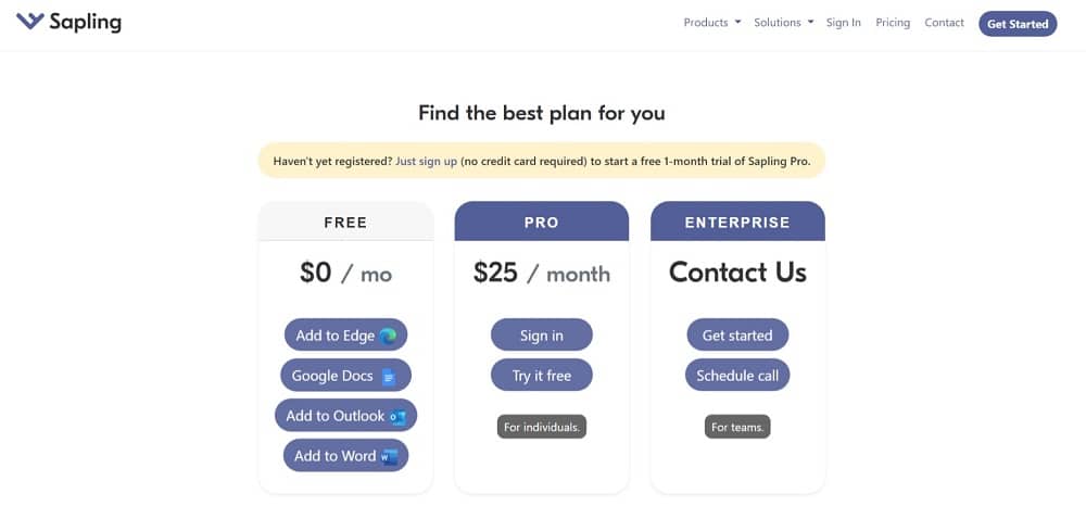 Sapling Pricing