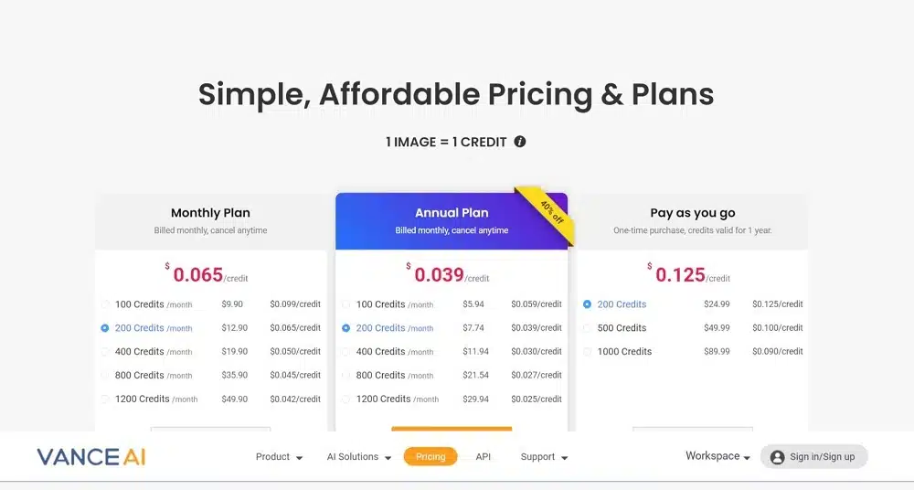 VansPortrait Pricing