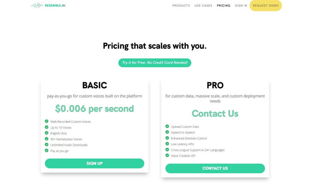 Resemble.ai pricing