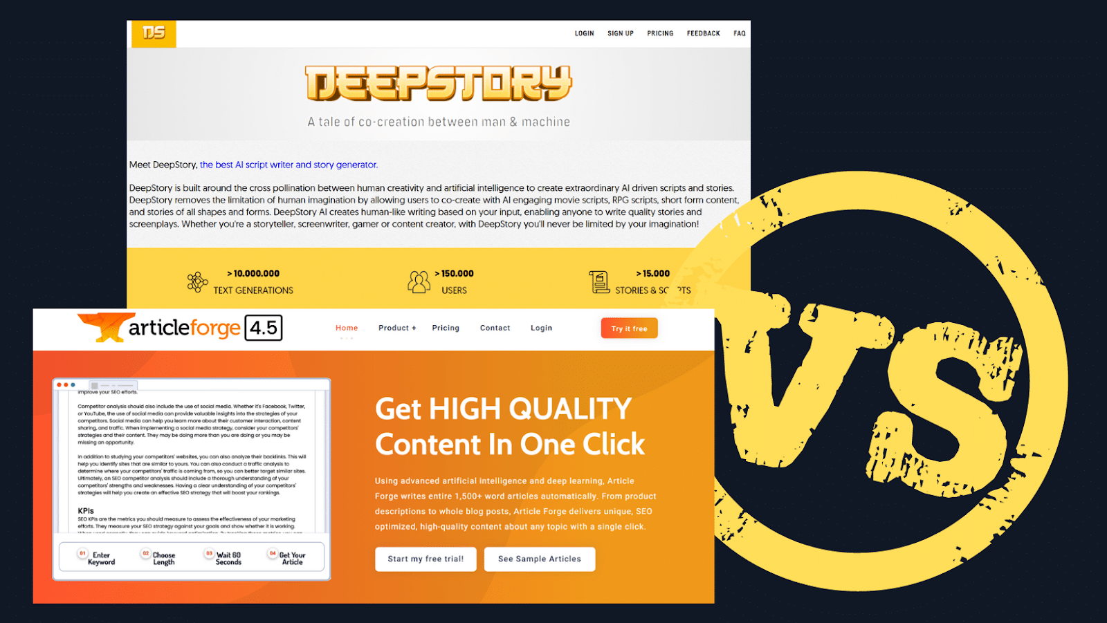 Deepstory AI VS Article Forge comprehensive guide