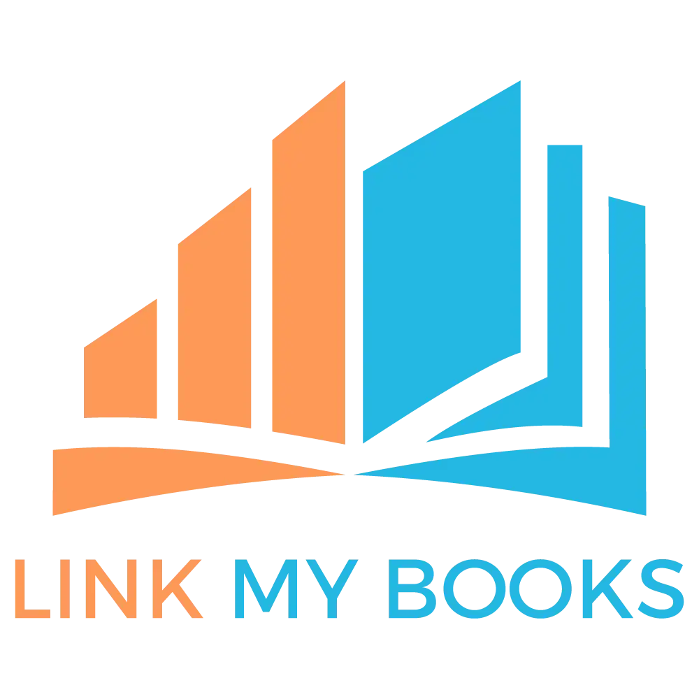 a logo of a book