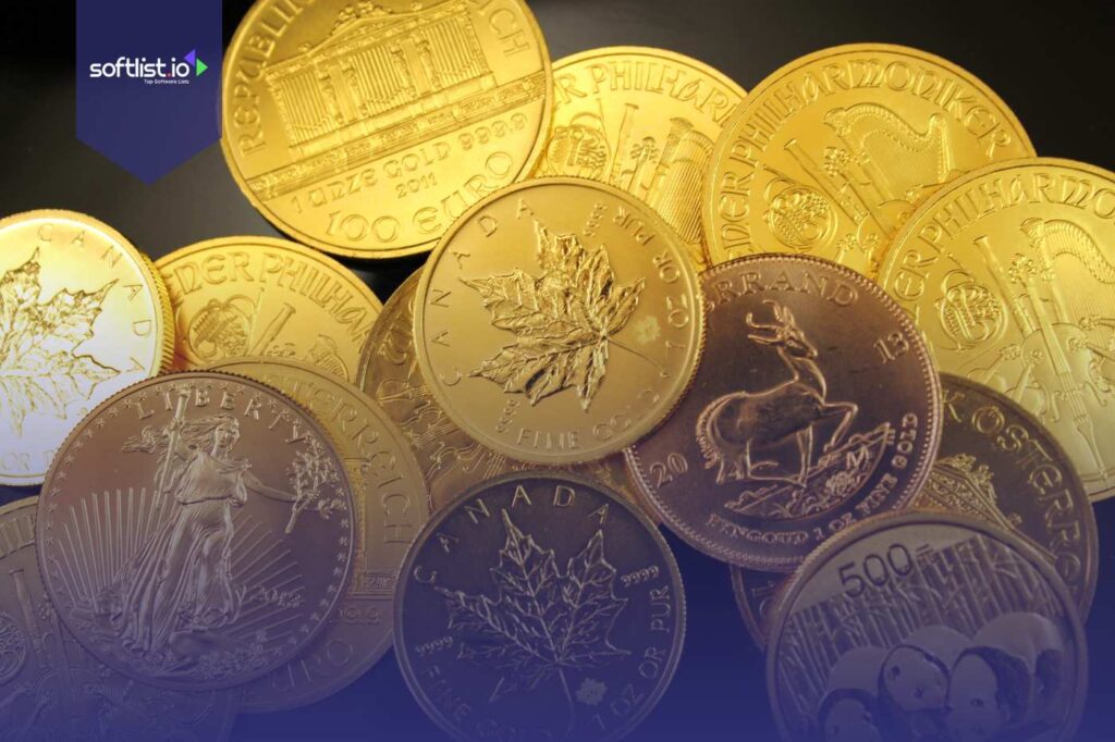 Stack of international gold bullion coins