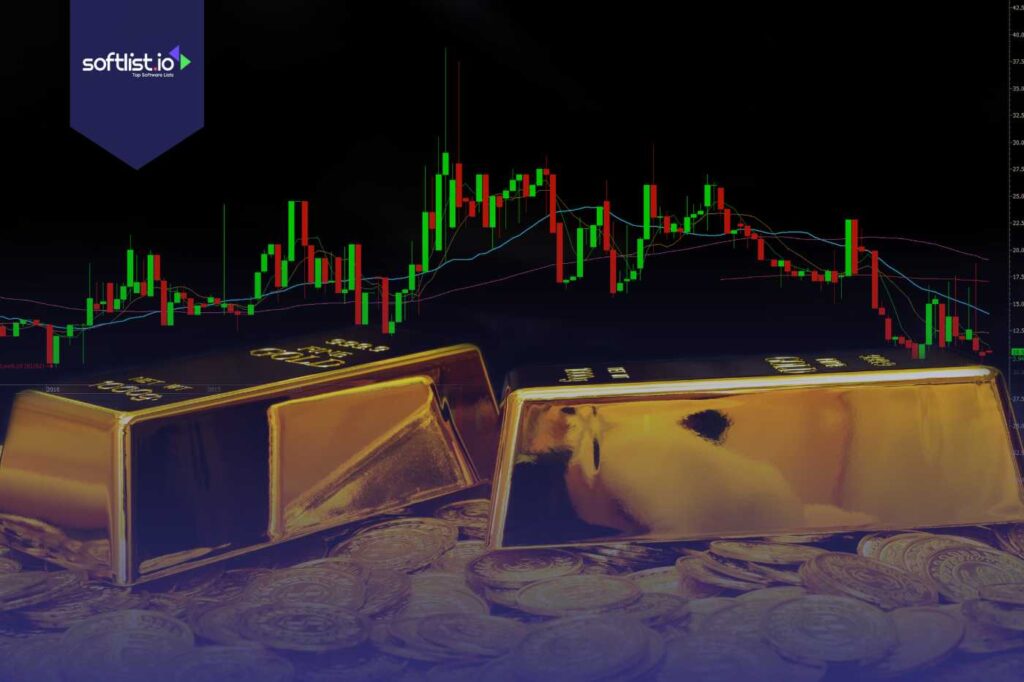Gold bars overlaid with a trading chart
