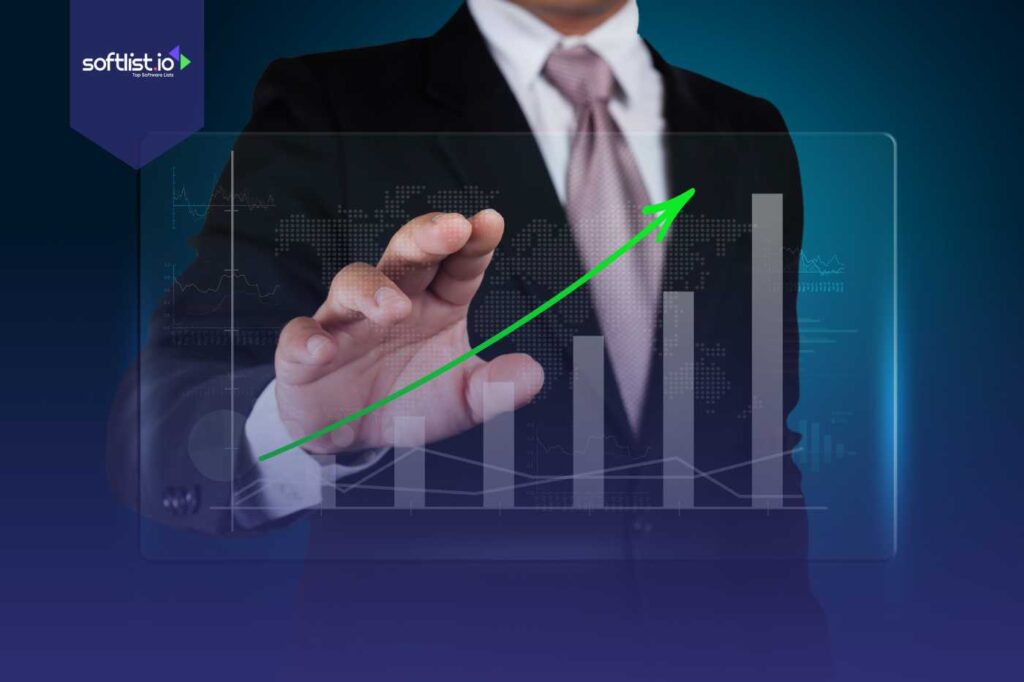 Businessman analyzing financial growth charts