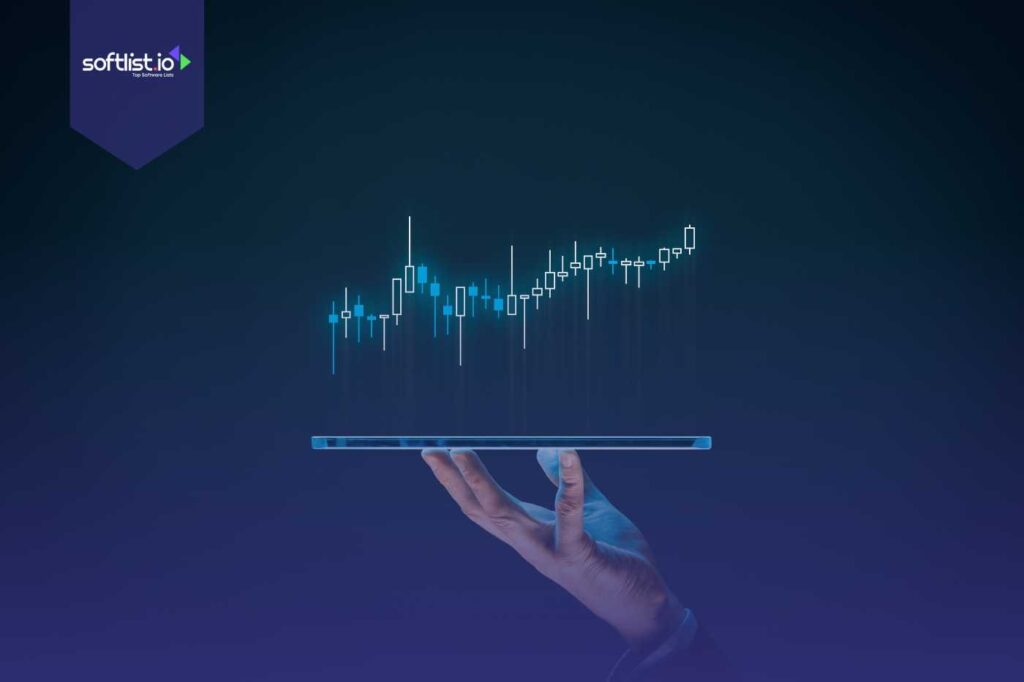 A digital chart rising above a hand